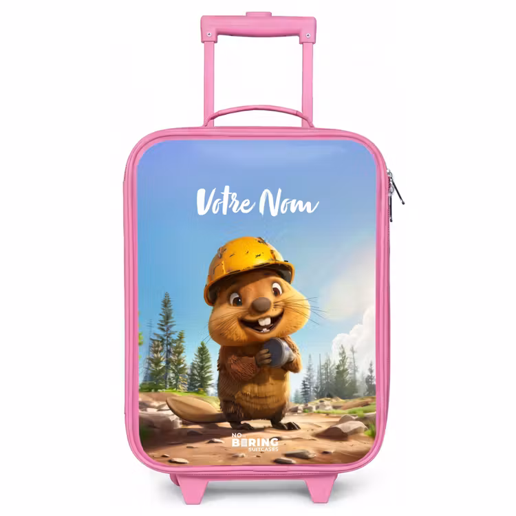 Valise enfant avec nom - Rose - Casque de chantier Billy — 1