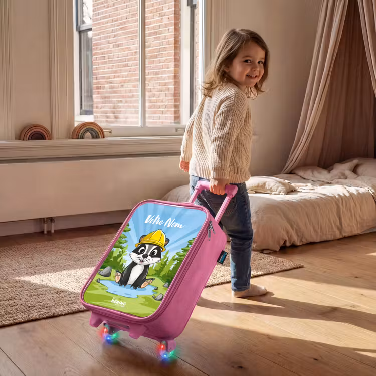 Valise enfant avec nom - Rose - Ours de travail Wally — 2