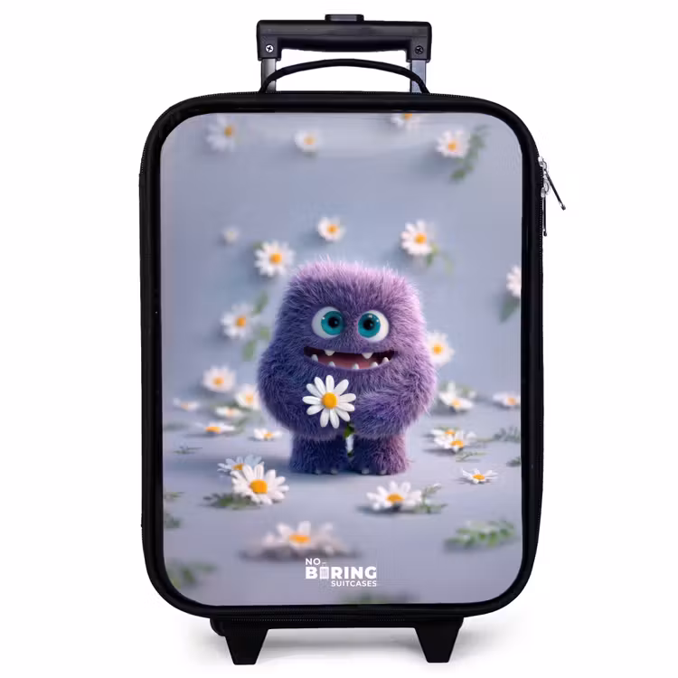Valise enfant - Ami pelucheux violet avec marguerite — 1
