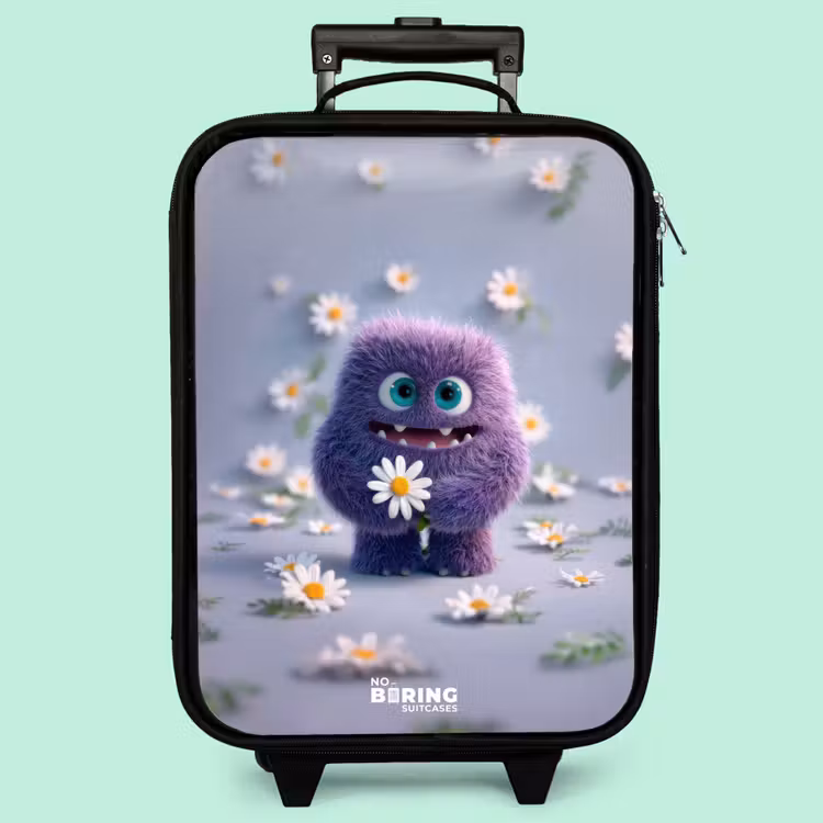 Valise enfant - Ami pelucheux violet avec marguerite — 3