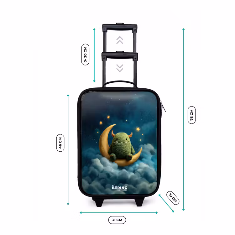 Valise enfant - Monstre vert sur croissant de lune — 7