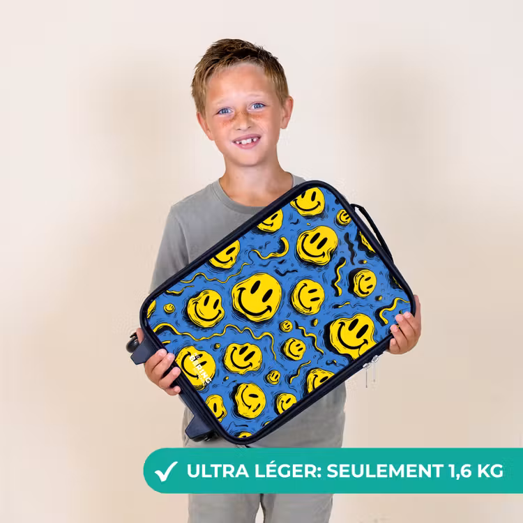 Valise enfant - Smiley - Jaune - Bleu — 2