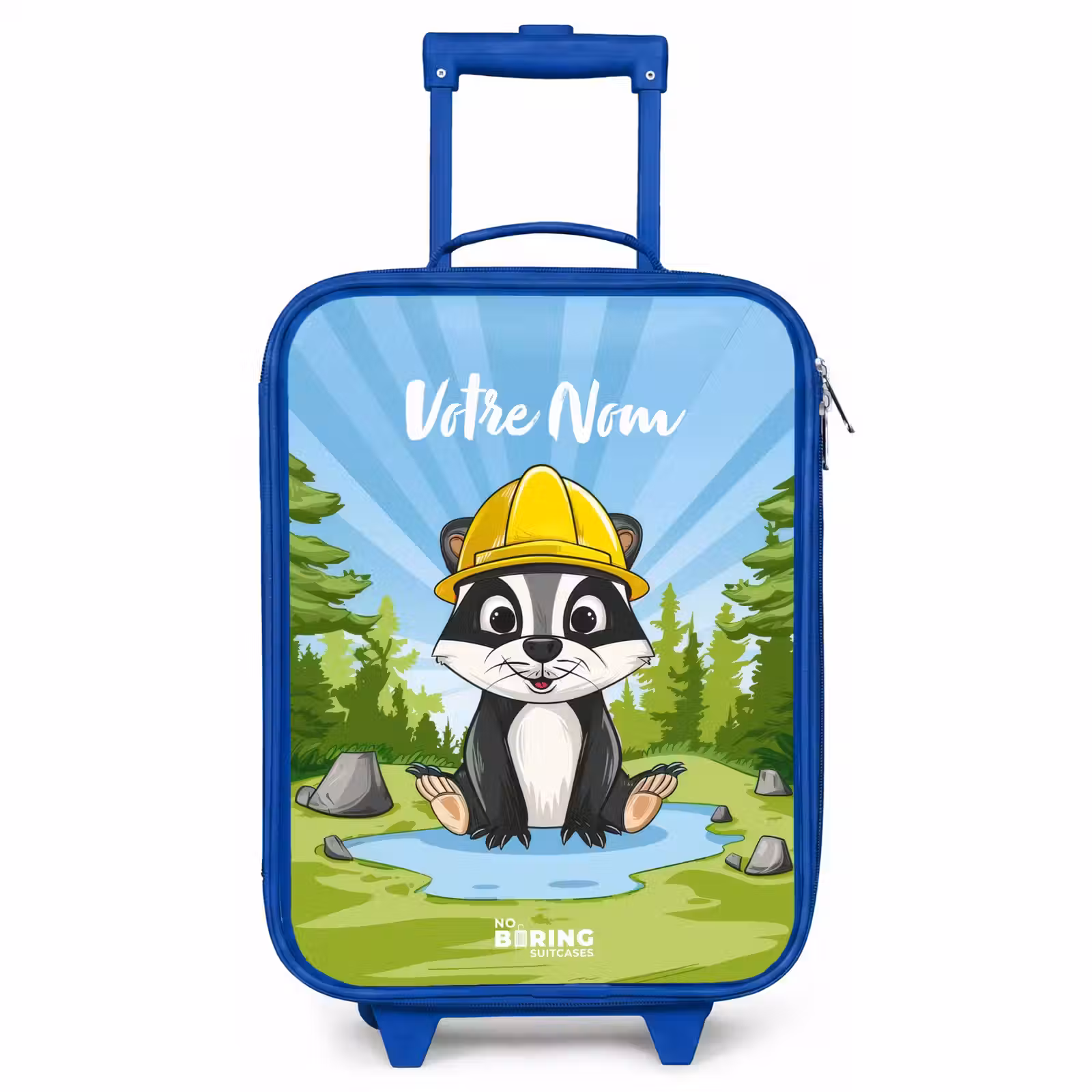 Valise enfant avec nom - Bleu - Ours de travail Wally — 1