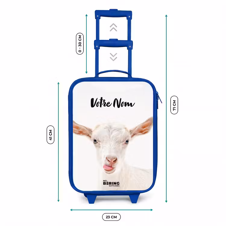 Valise enfant avec nom - Bleu - Chèvre tirant la langue — 6