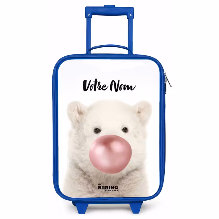 Valise enfant avec nom - Bleu - Ours à bulles — 1