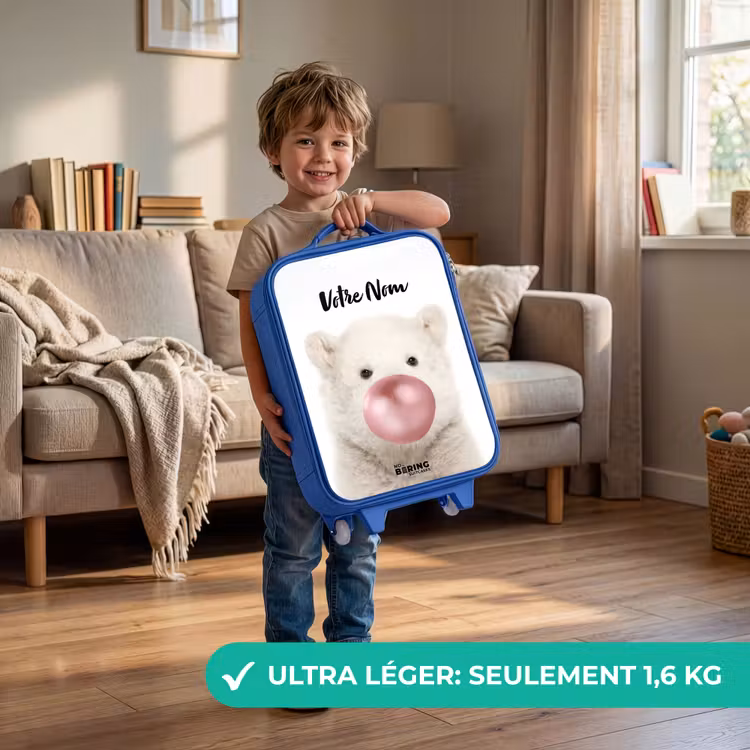 Valise enfant avec nom - Bleu - Ours à bulles — 3