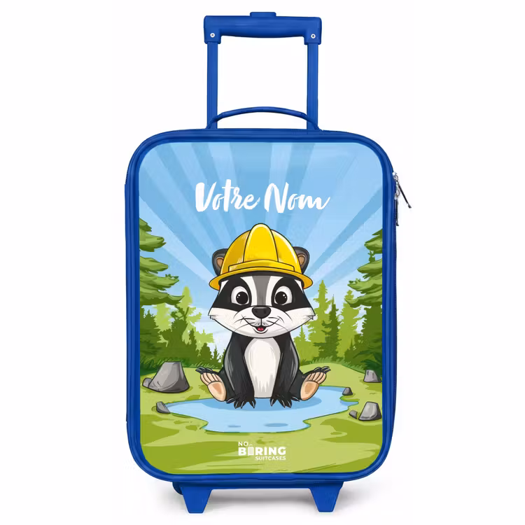 Valise enfant avec nom - Bleu - Ours de travail Wally — 1