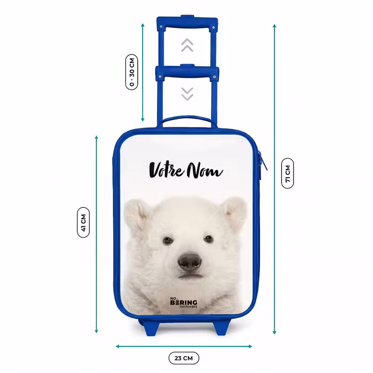 Valise enfant avec nom - Bleu - Ours polaire mignon — 6