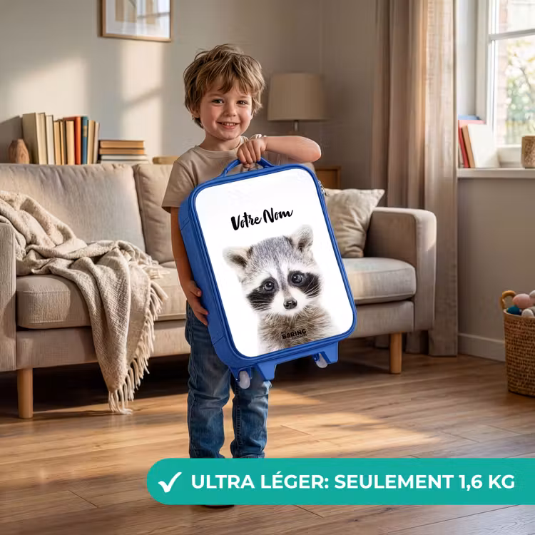 Valise enfant avec nom - Bleu - Rachid Racoon — 3