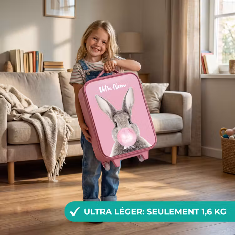 Valise enfant avec nom - Rose - Mâcher ronger — 3