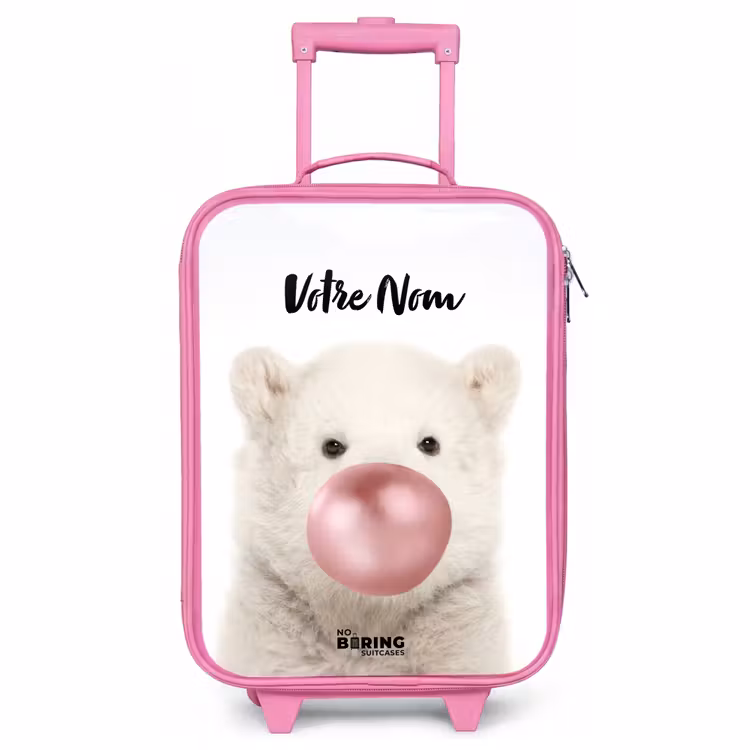 Valise enfant avec nom - Rose - Ours à bulles — 1