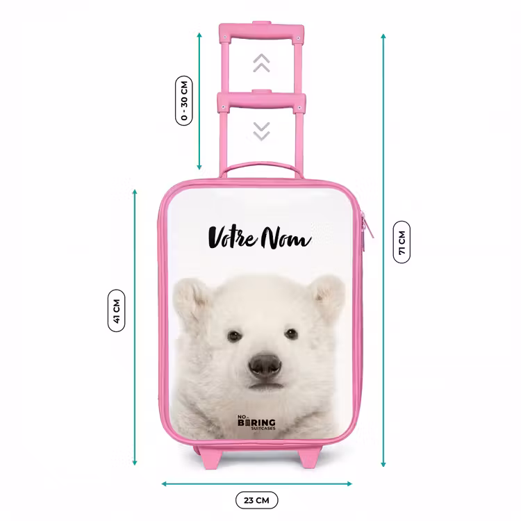 Valise enfant avec nom - Rose - Ours polaire mignon — 6