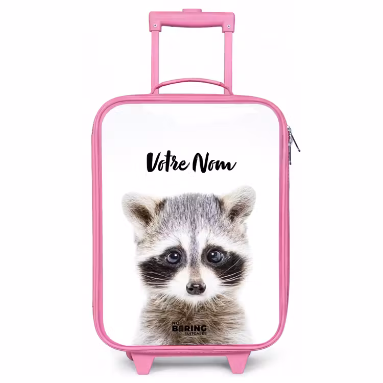 Valise enfant avec nom - Rose - Rachid Racoon — 1