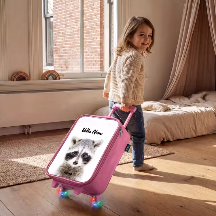 Valise enfant avec nom - Rose - Rachid Racoon — 2