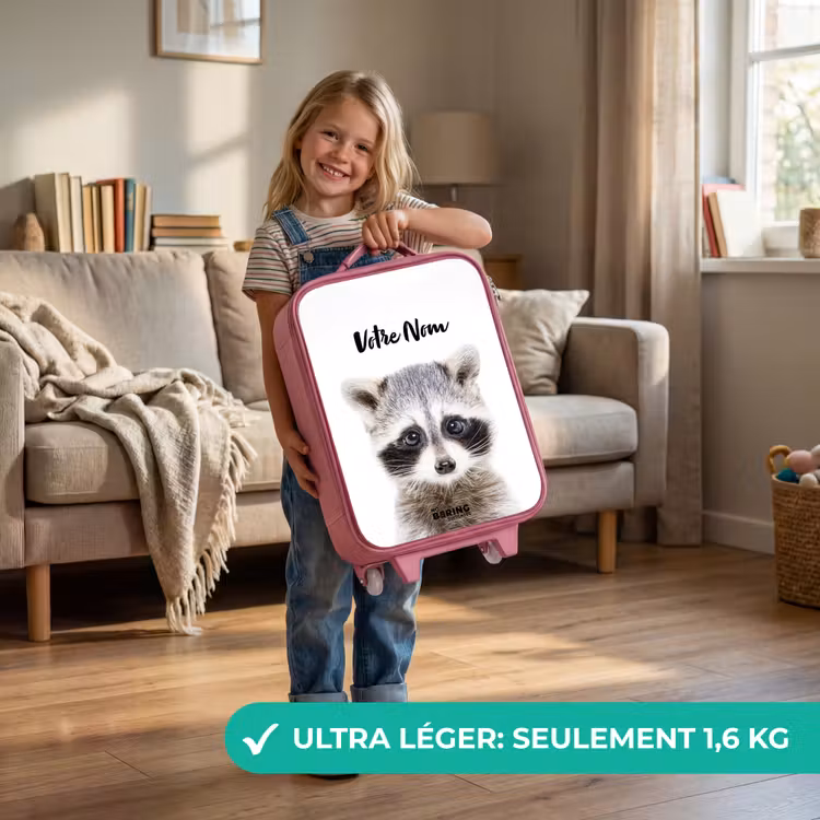 Valise enfant avec nom - Rose - Rachid Racoon — 3