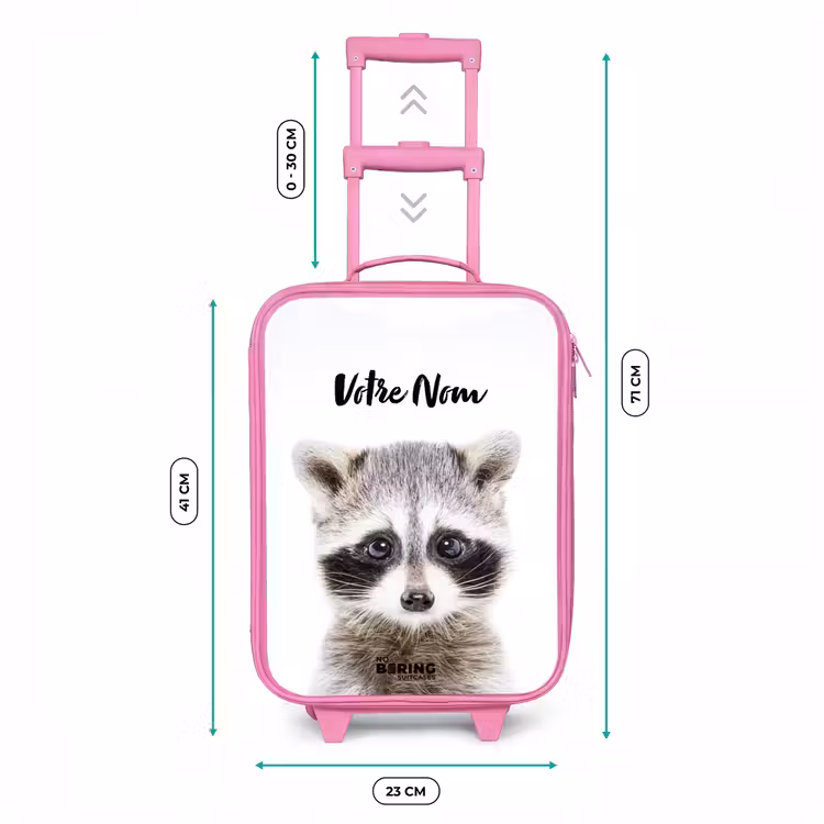 Valise enfant avec nom - Rose - Rachid Racoon — 6