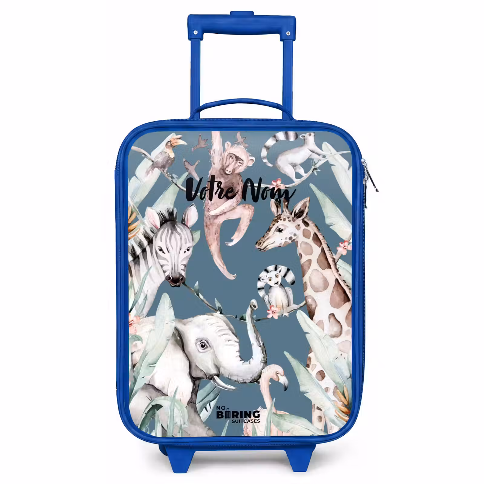 Valise enfant avec nom - Bleu - Festival des animaux de la jungle — 1