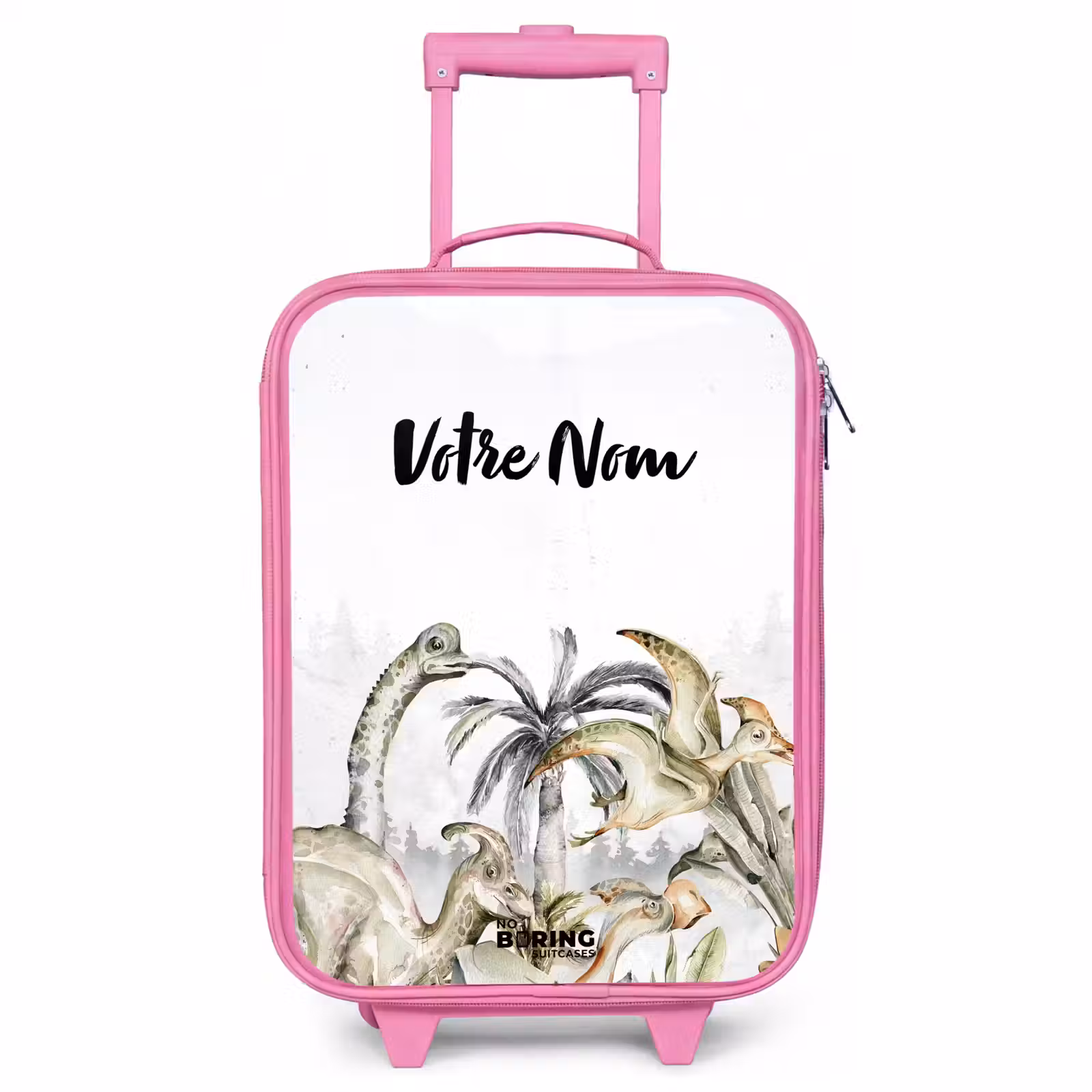 Valise enfant avec nom - Rose - Dino Jungle — 1