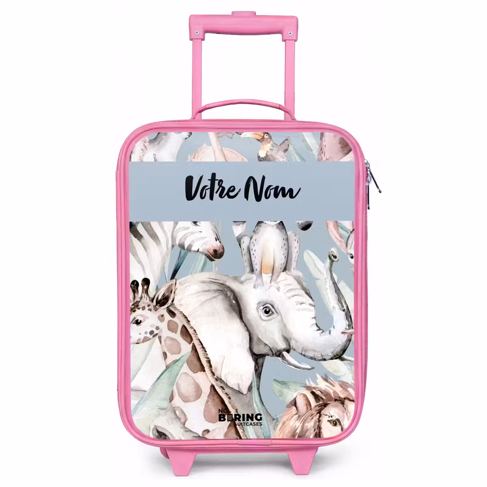 Valise enfant avec nom - Rose - La jungle en couleurs claires — 1