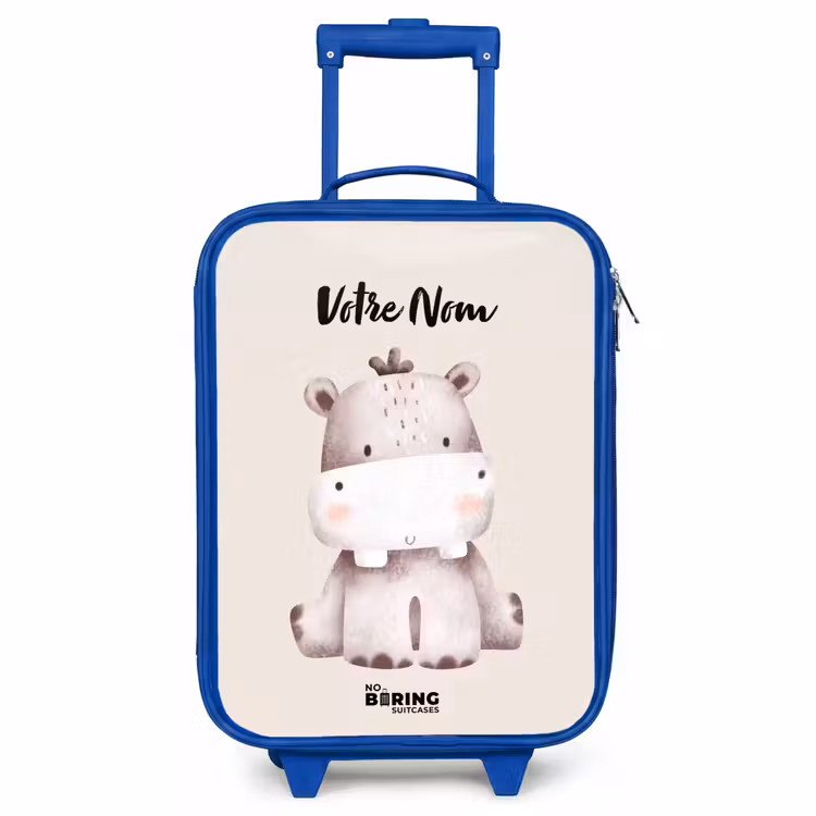 Valise enfant avec nom - Bleu - Nigel Hippo — 1