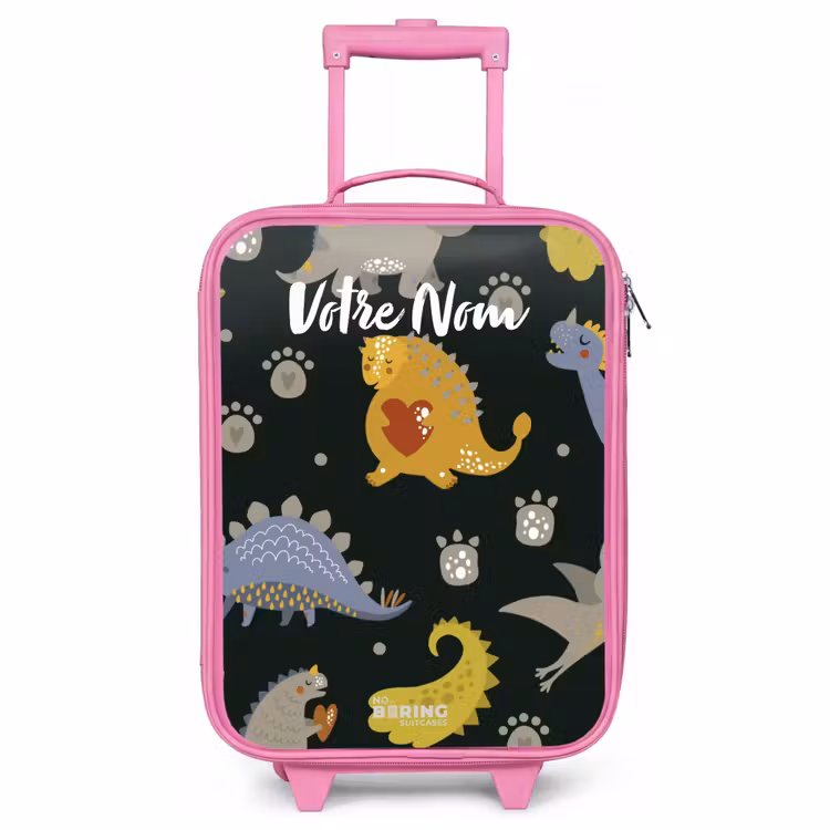 Valise enfant avec nom - Rose - Aimer les dinosaures — 1