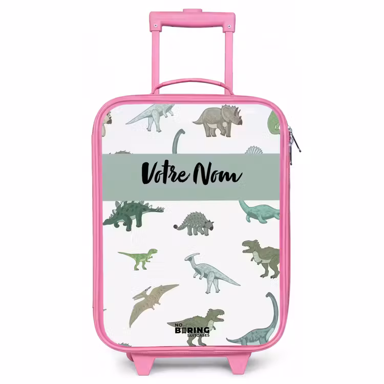 Valise enfant avec nom - Rose - Dino Dynasty — 1
