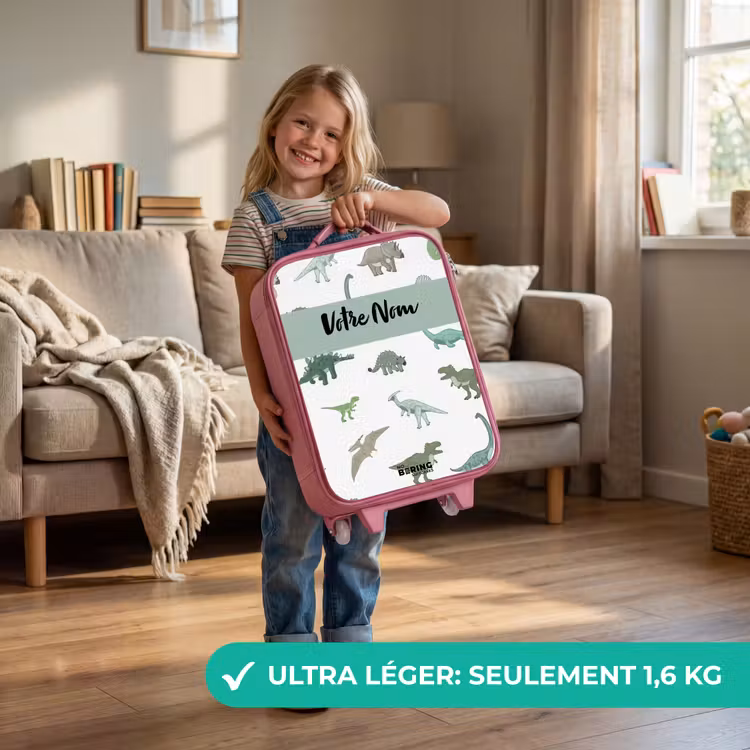 Valise enfant avec nom - Rose - Dino Dynasty — 3