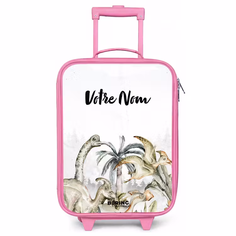 Valise enfant avec nom - Rose - Dino Jungle — 1
