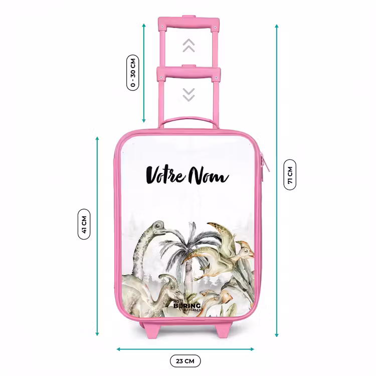 Valise enfant avec nom - Rose - Dino Jungle — 6