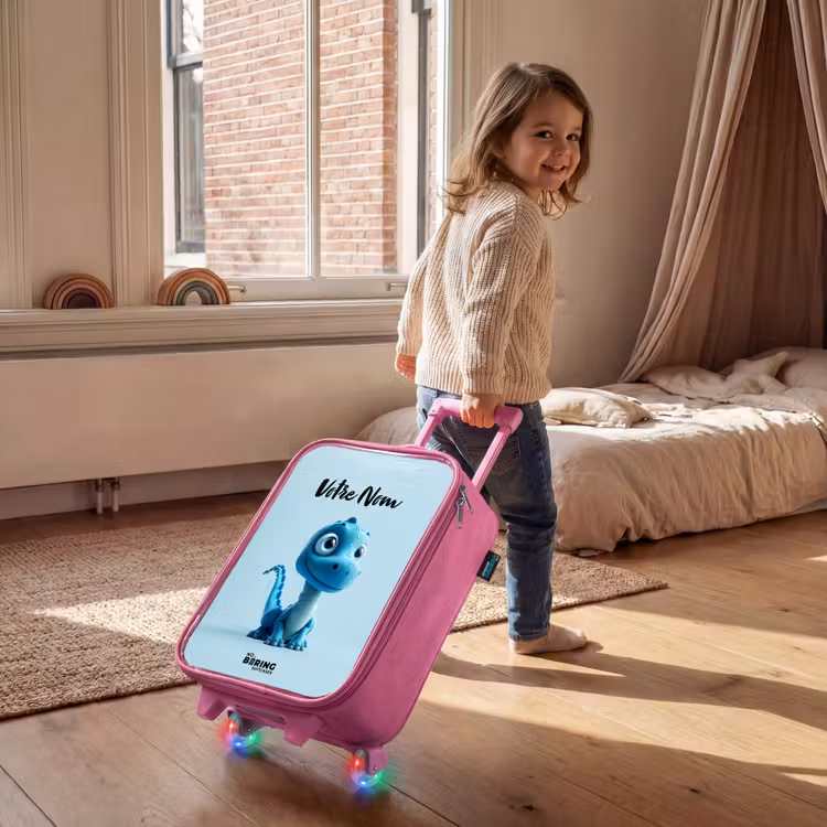 Valise enfant avec nom - Rose - Joyeux Bronto — 2