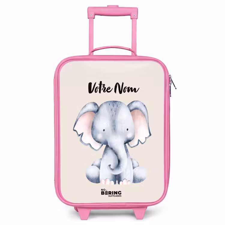 Valise enfant avec nom - Rose - L'éléphant Oane — 1