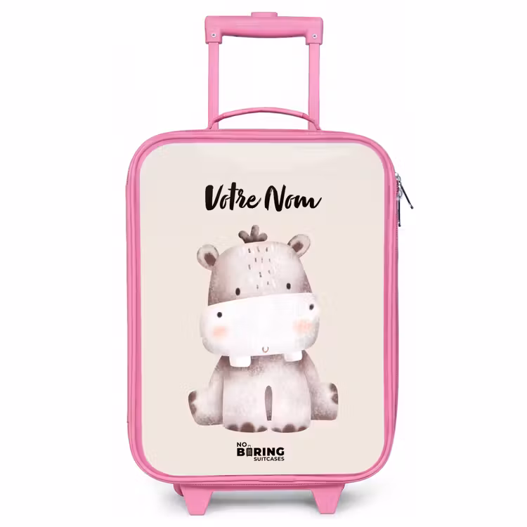 Valise enfant avec nom - Rose - Nigel Hippo — 1
