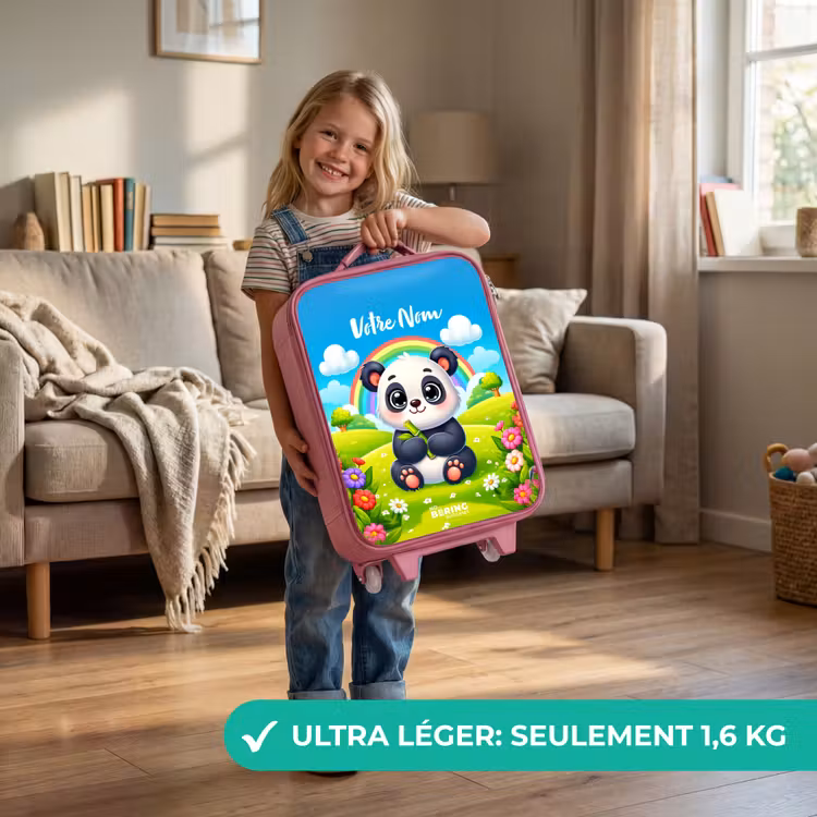 Valise enfant avec nom - Rose - Pukkie Panda — 3
