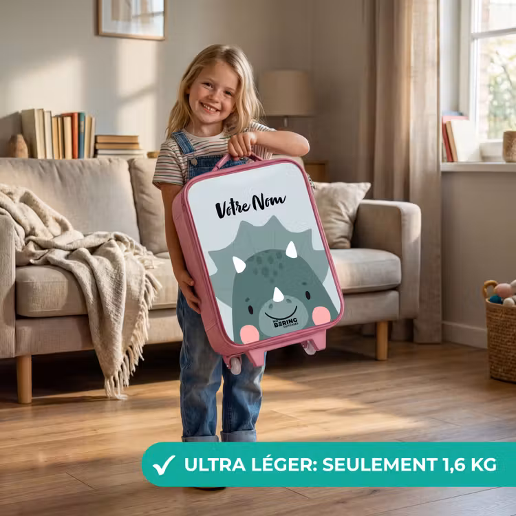 Valise enfant avec nom - Rose - Tigo triceratops — 3