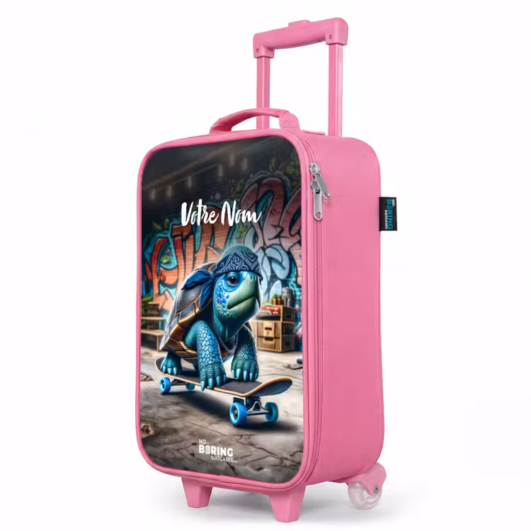 Valise enfant avec nom - Rose - Tortue patineuse — 8