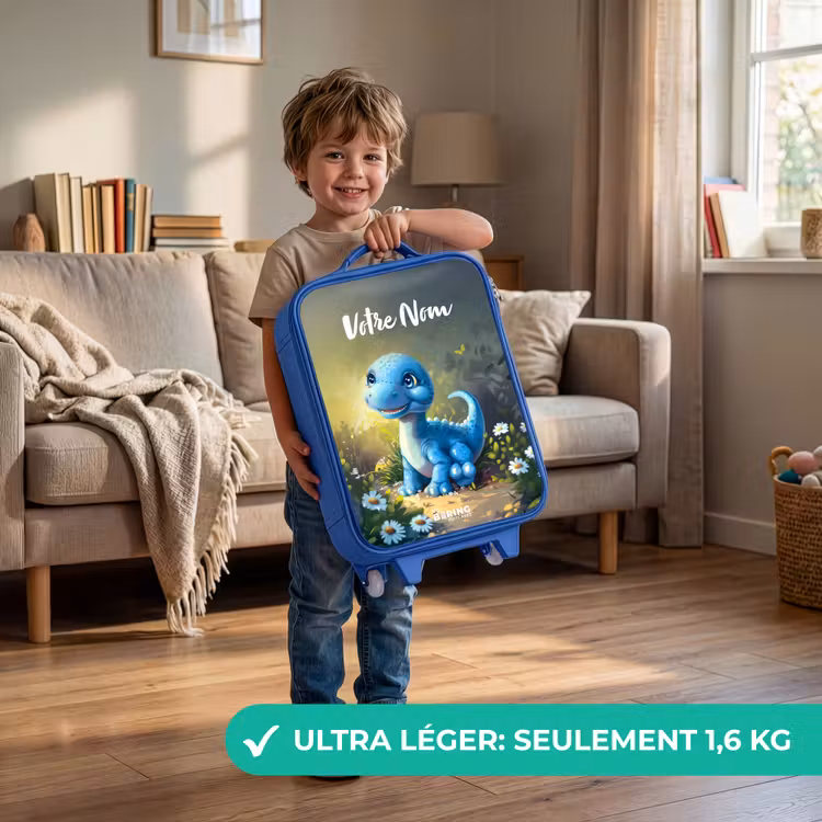 Valise enfant avec nom - Bleu - Branco Brontosaurus — 3