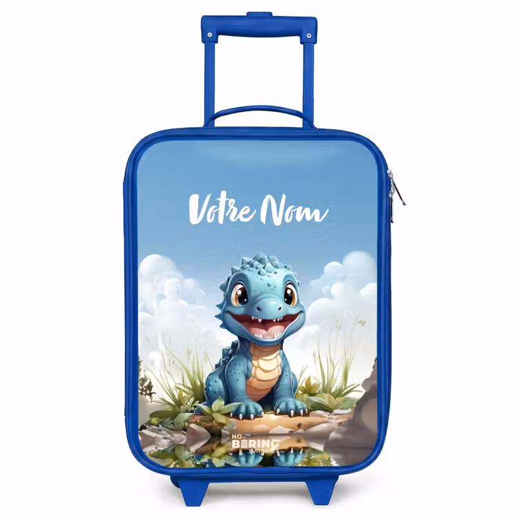 Valise enfant avec nom - Bleu - Darius Dino — 1