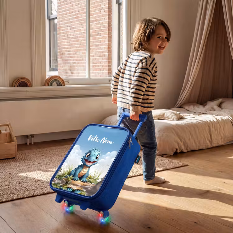 Valise enfant avec nom - Bleu - Darius Dino — 2