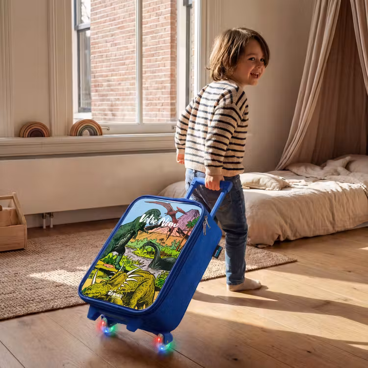 Valise enfant avec nom - Bleu - Fête au pays des dinosaures — 2