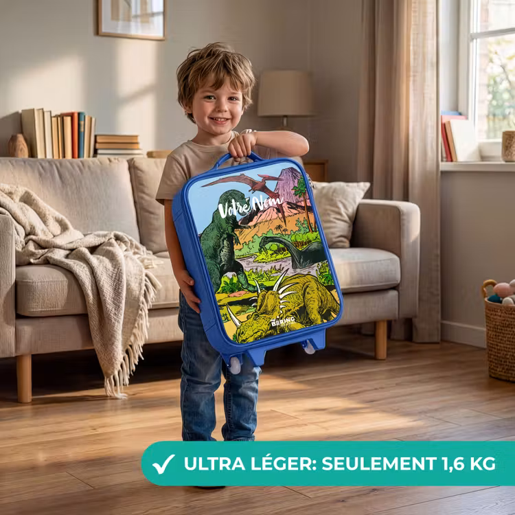 Valise enfant avec nom - Bleu - Fête au pays des dinosaures — 3