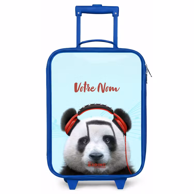 Valise enfant avec nom - Bleu - Kees le panda — 1