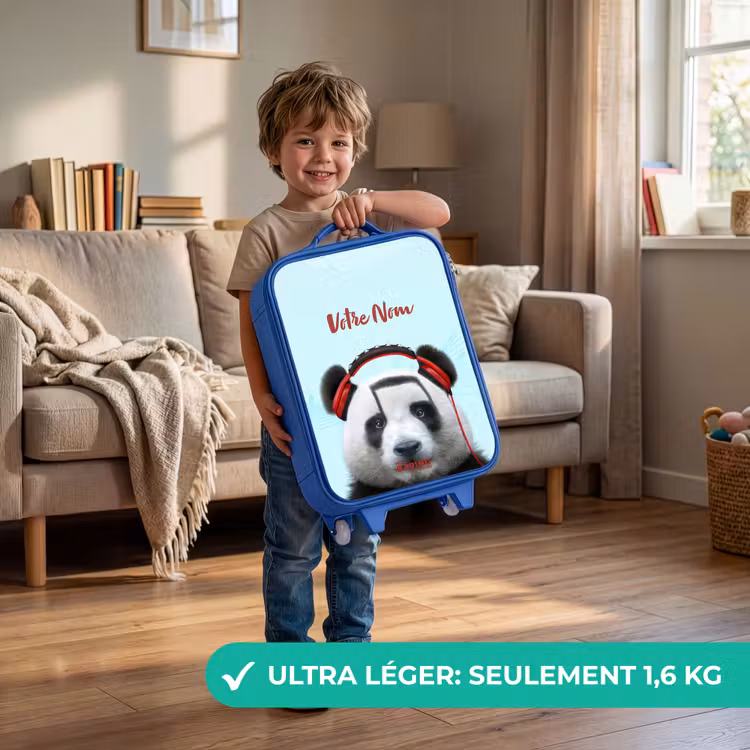 Valise enfant avec nom - Bleu - Kees le panda — 3