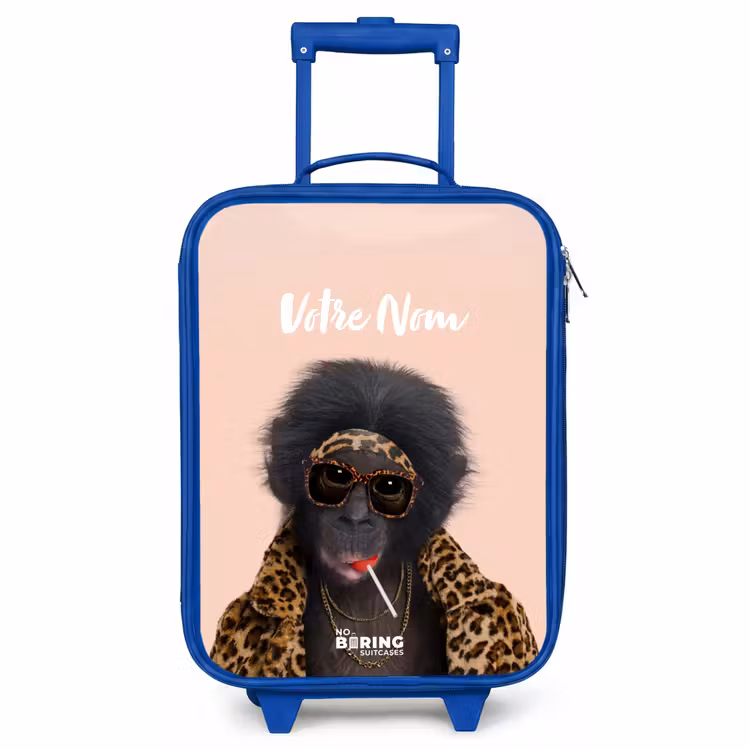 Valise enfant avec nom - Bleu - Singe avec Loly — 1