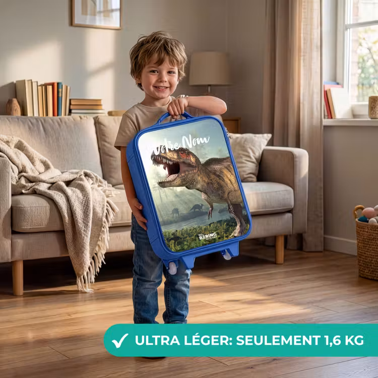 Valise enfant avec nom - Bleu - Thijs Tyrannosaure — 3