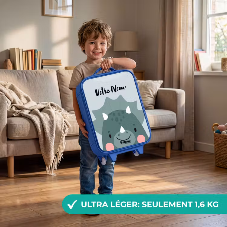 Valise enfant avec nom - Bleu - Tigo triceratops — 3