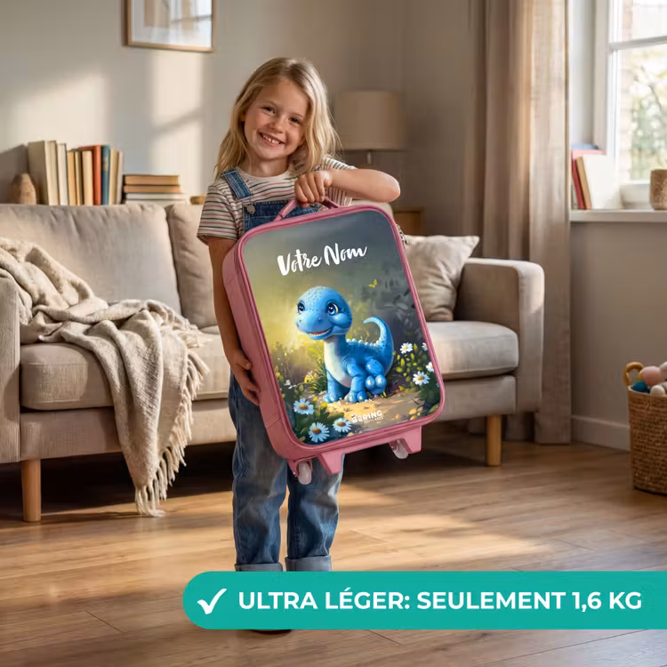 Valise enfant avec nom - Rose - Branco Brontosaurus — 3
