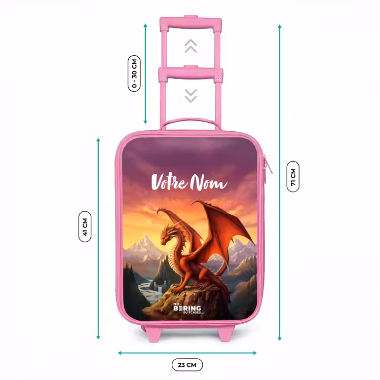 Valise enfant avec nom - Rose - Dragon géant rouge — 6