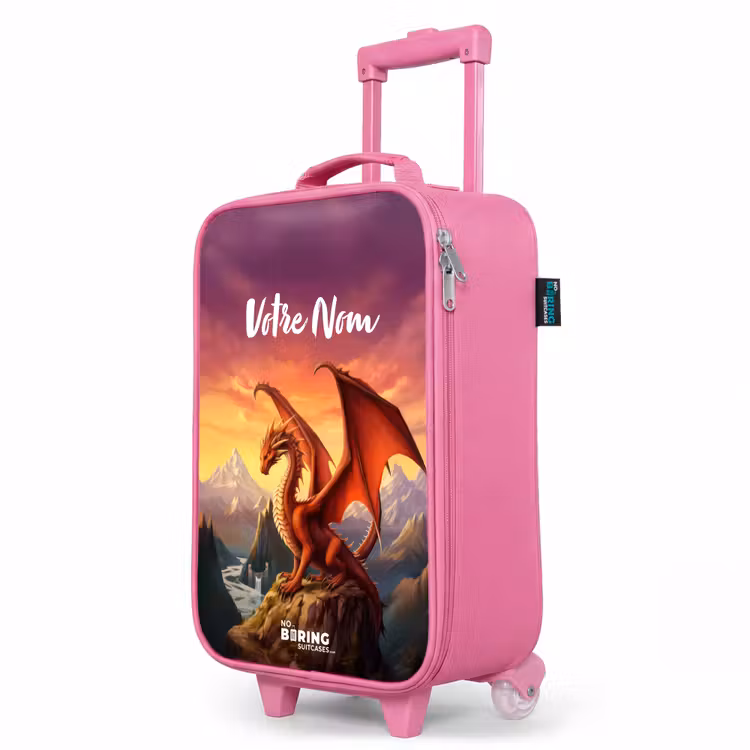 Valise enfant avec nom - Rose - Dragon géant rouge — 8