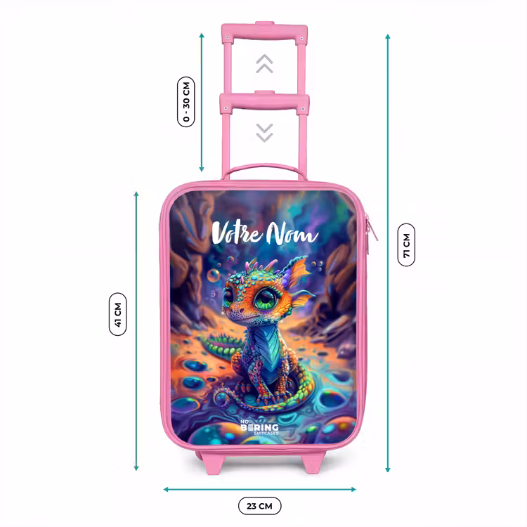 Valise enfant avec nom - Rose - Dragon saphir orné — 6