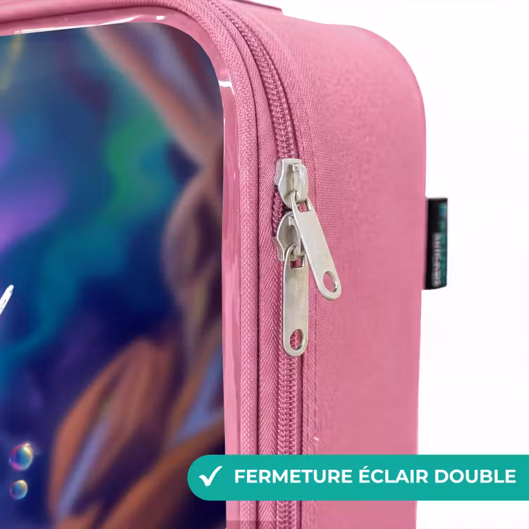 Valise enfant avec nom - Rose - Dragon saphir orné — 7